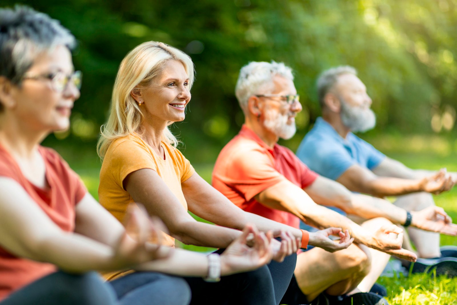 group of sporty senior people practicing yoga toge 496a4b44fc