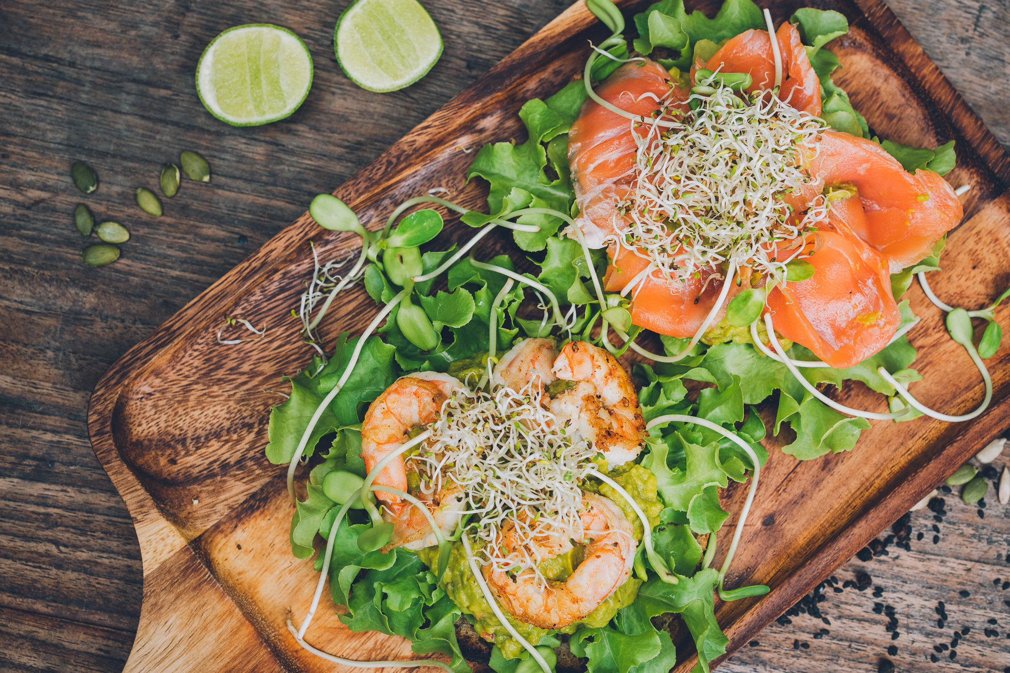 Guacamole king prawn toast